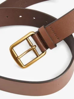 Riemen En Bretels|Polo Ralph Lauren - - Saddle leren riem met logo Lichtbruin