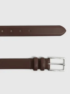 Riemen En Bretels*Reiss - - Dante - Gladde leren riem Lichtbruin