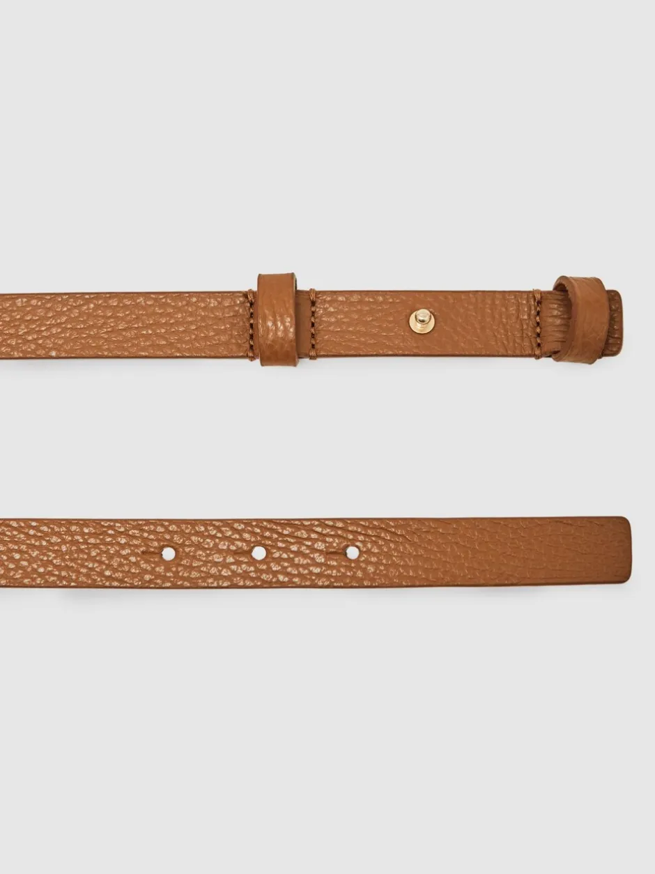 Ceintuurs*Reiss - - Leren Hayley riem met vierkant scharnier Lichtbruin