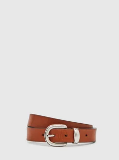 Riemen En Bretels*Reiss - Jonny Leather Western Belt Lichtbruin