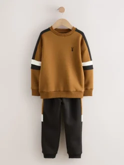 Joggingbroeken|Sweaters En Hoody´S|Next - Set met colourblock-trui (3-16jr) Lichtbruin