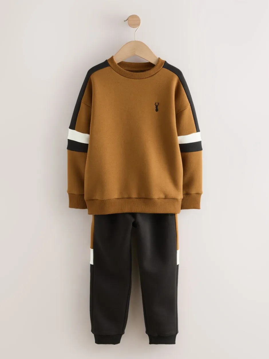 Joggingbroeken|Sweaters En Hoody´S|Next - Set met colourblock-trui (3-16jr) Lichtbruin