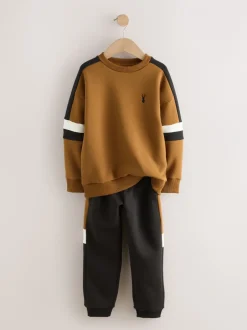 Joggingbroeken|Sweaters En Hoody´S|Next - Set met colourblock-trui (3-16jr) Lichtbruin