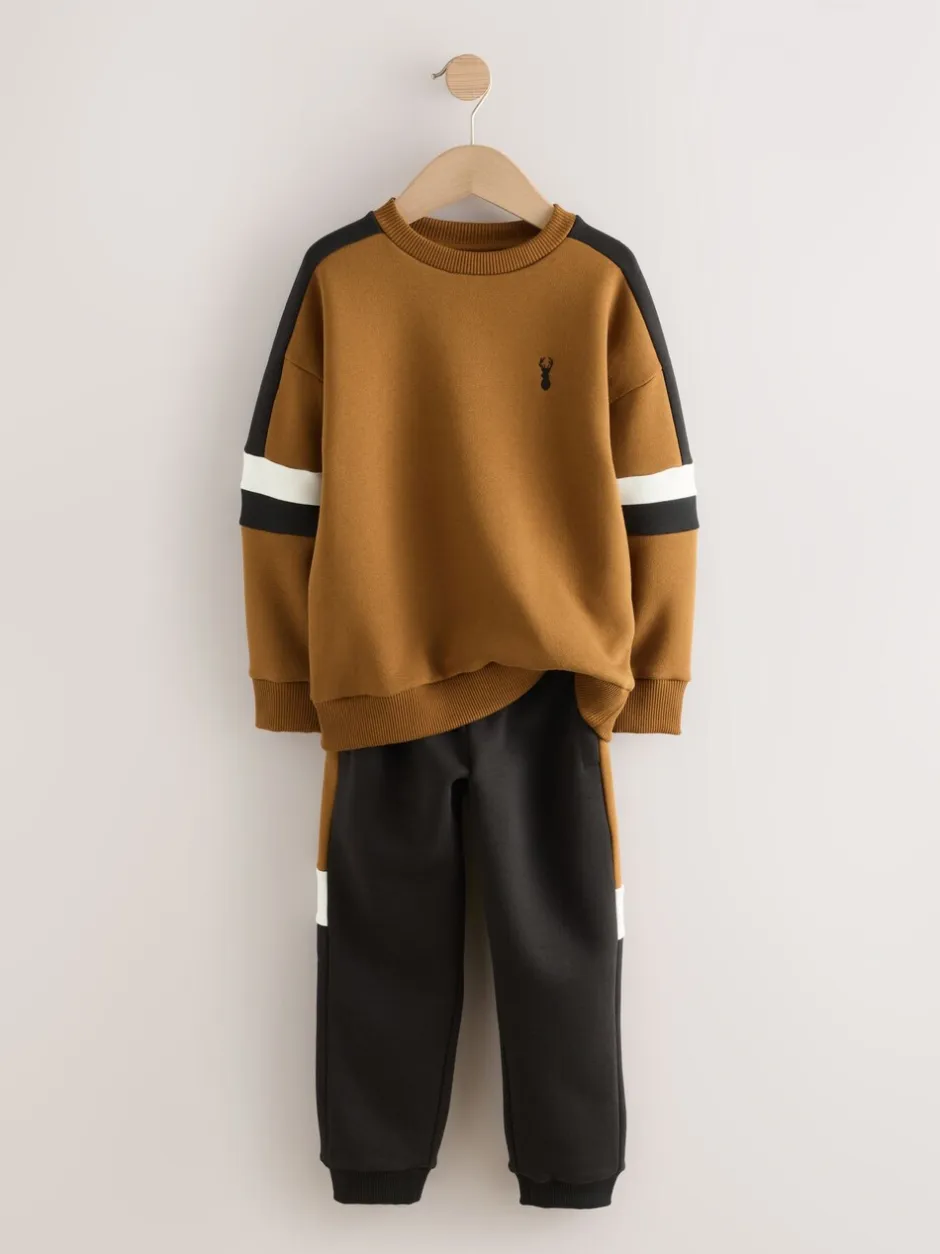 Joggingbroeken|Sweaters En Hoody´S|Next - Set met colourblock-trui (3-16jr) Lichtbruin