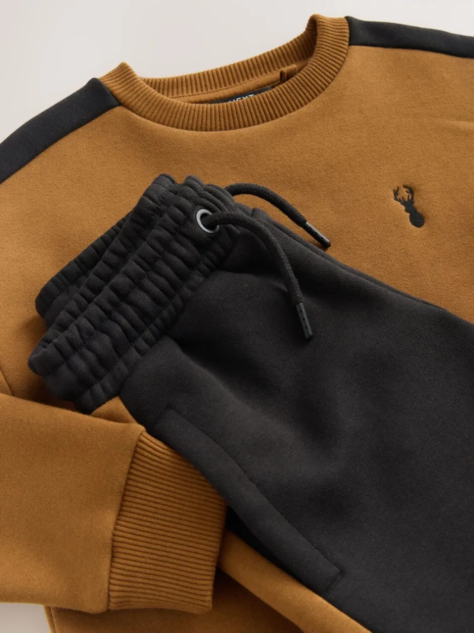 Joggingbroeken|Sweaters En Hoody´S|Next - Set met colourblock-trui (3-16jr) Lichtbruin