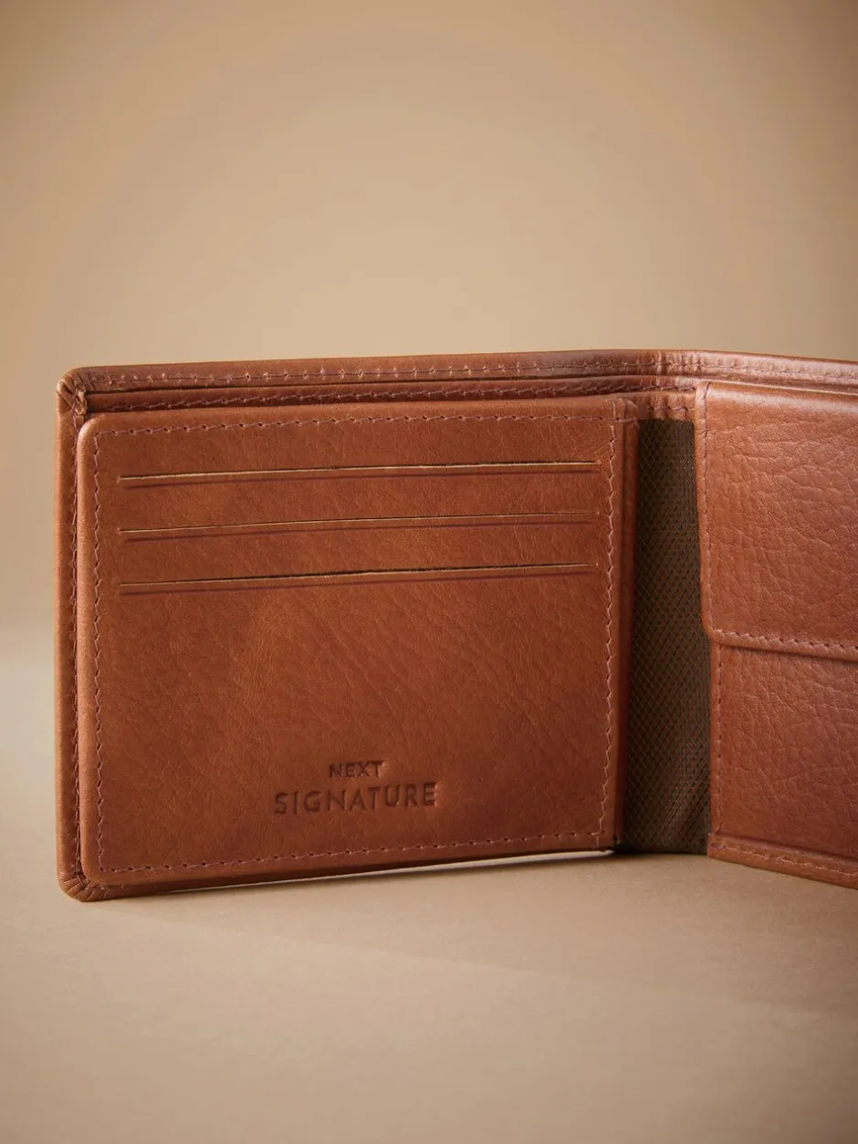 Portemonnees|Next - Signature - Extra ruime leren portemonnee Lichtbruin