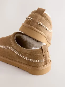 Pantoffels|Loungewear*Next - Signature Suede Stitch Detail Slippers Lichtbruin