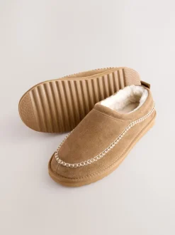 Pantoffels|Loungewear*Next - Signature Suede Stitch Detail Slippers Lichtbruin