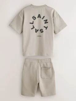 Shorts*smALLSAINTS - Tierra set van T-shirt en sweatshorts Lichtbruin
