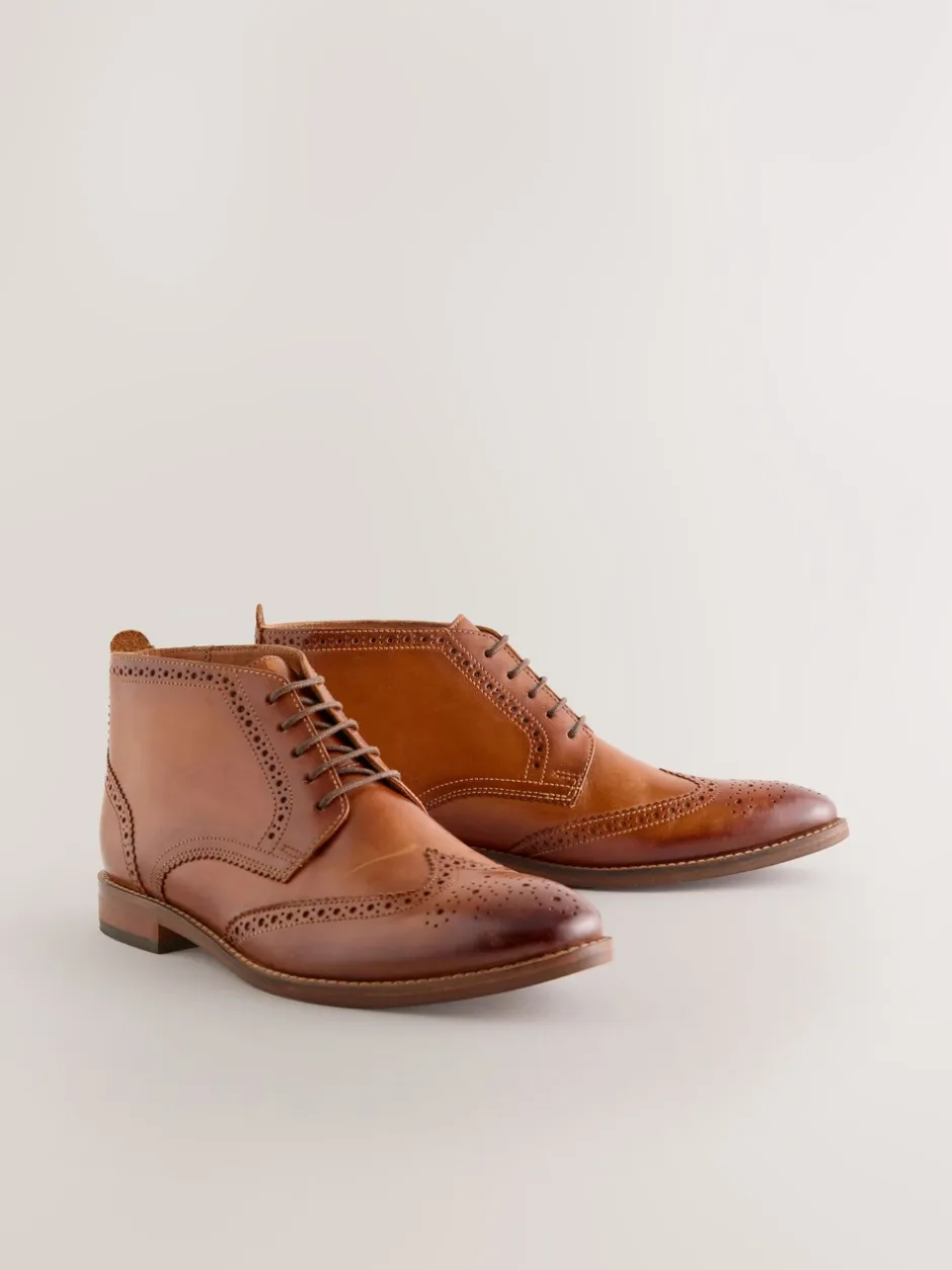 Boots|Formele Schoenen*Next Lichtbruin - Smart Brogue Leather Boots