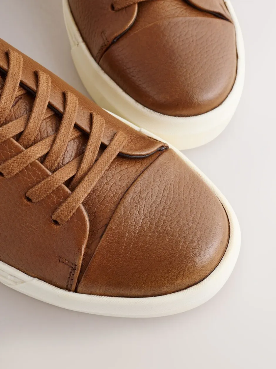 Sneakers|Next - Smart Casual Toe Cap Leather Longline Trainers Lichtbruin
