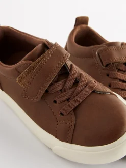 Sneakers*Next - Sneakers met klittenbandsluiting en elastische veters Lichtbruin
