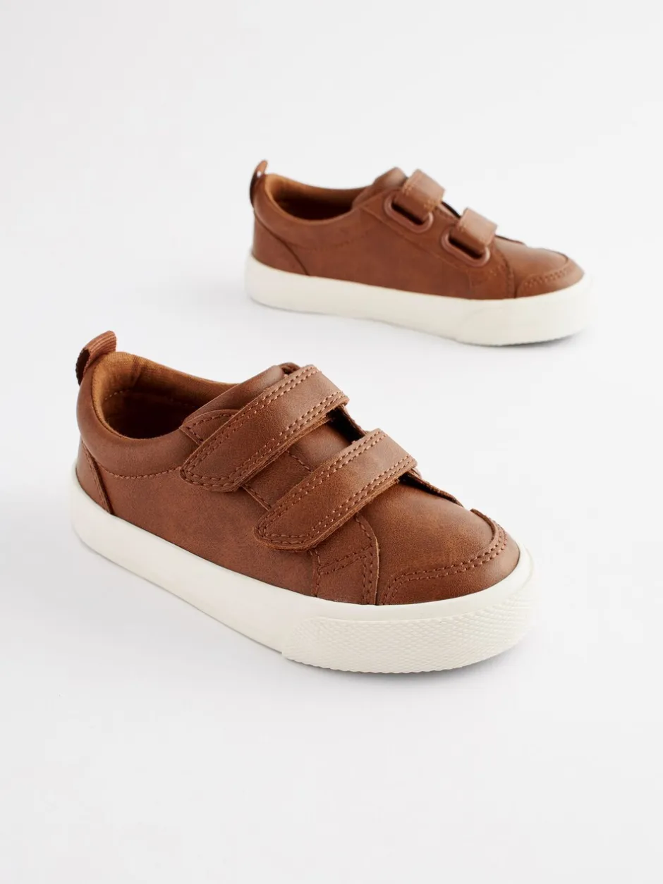 Sneakers|Next - Sneakers met twee klittenbandjes Lichtbruin