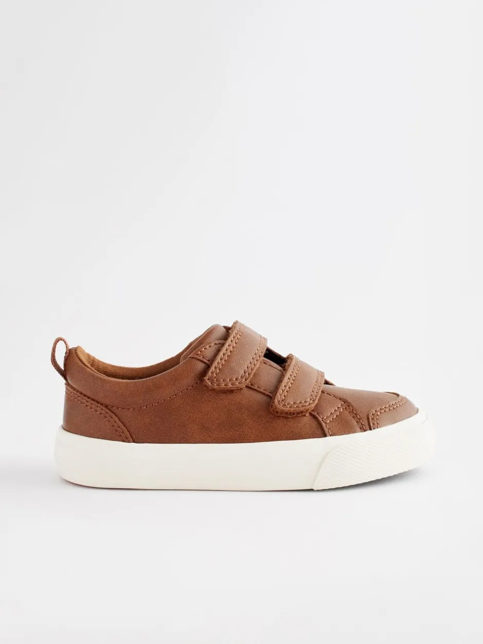 Sneakers|Next - Sneakers met twee klittenbandjes Lichtbruin