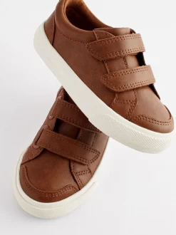 Sneakers|Next - Sneakers met twee klittenbandjes Lichtbruin