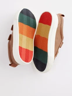 Sneakers|Next - Sneakers met twee klittenbandjes Lichtbruin