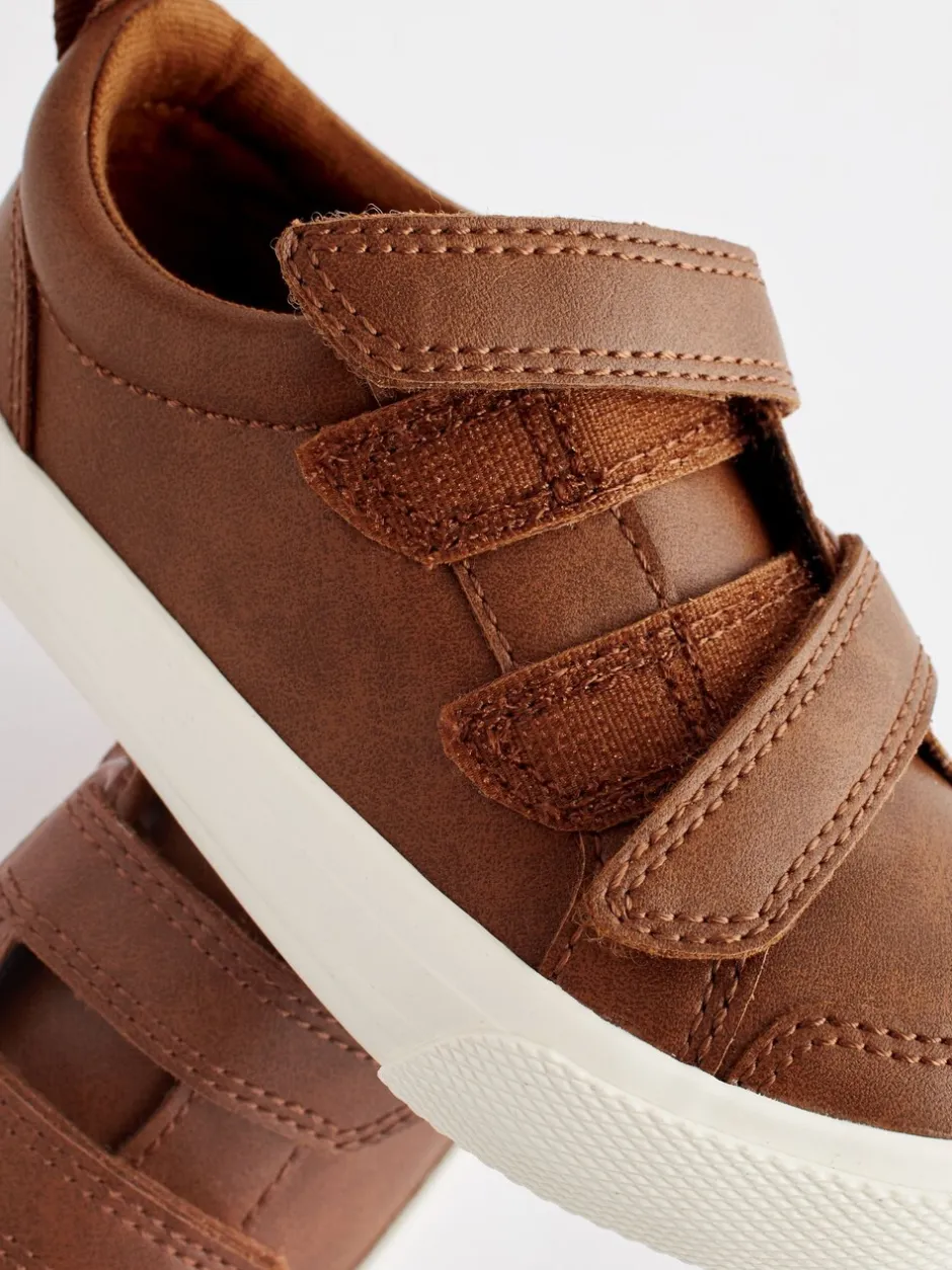 Sneakers|Next - Sneakers met twee klittenbandjes Lichtbruin