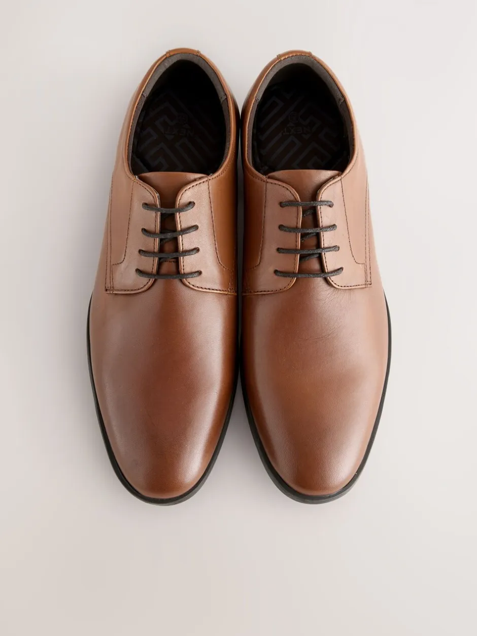 Formele Schoenen|Schoenen|Next - Standaard pasvorm - Egaal leren derbyschoenen Lichtbruin