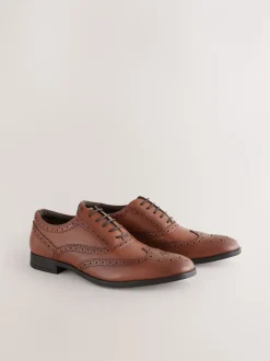 Schoenen|Formele Schoenen*Next - Standaard pasvorm - Leren Oxford brogues Lichtbruin