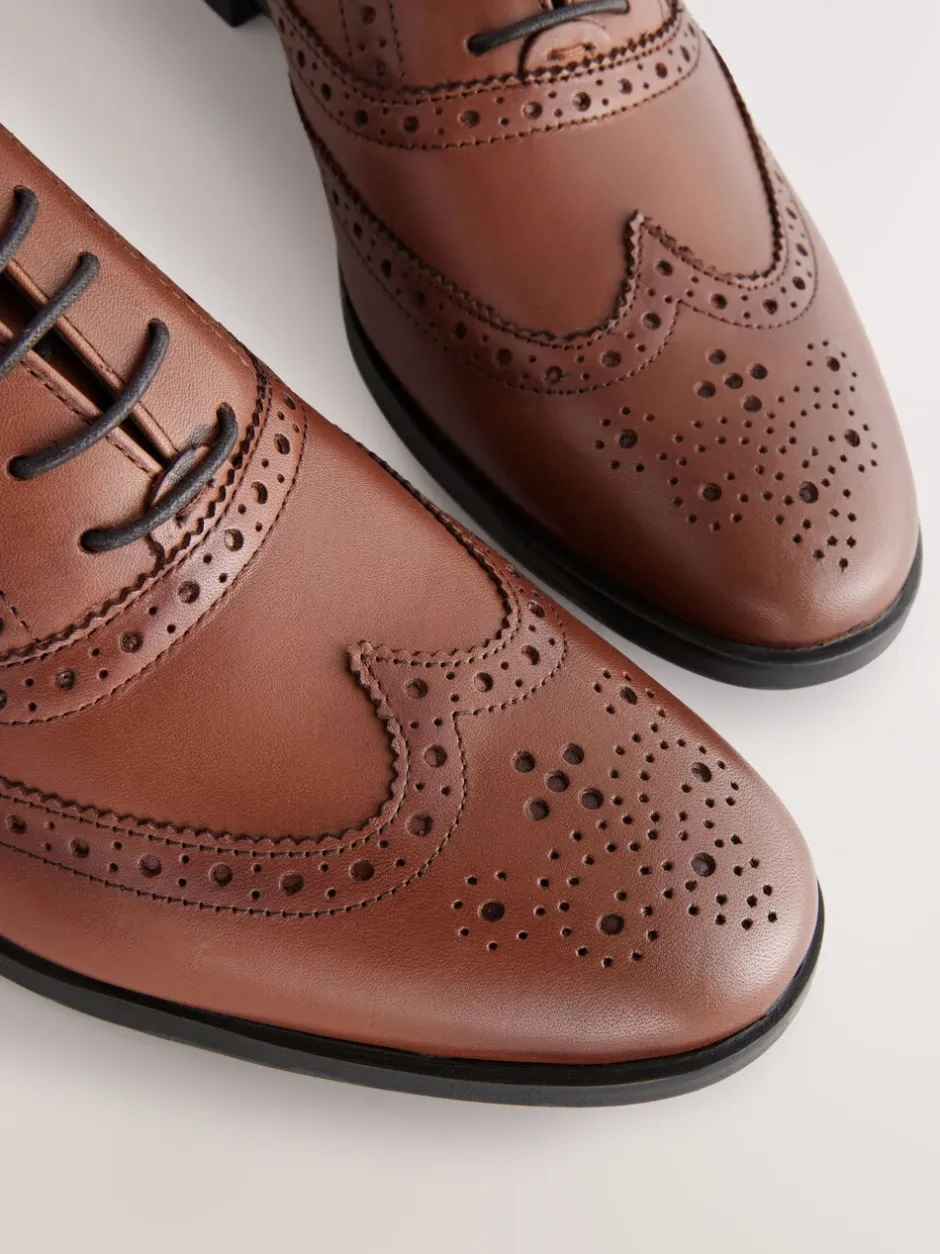 Schoenen|Formele Schoenen*Next - Standaard pasvorm - Leren Oxford brogues Lichtbruin