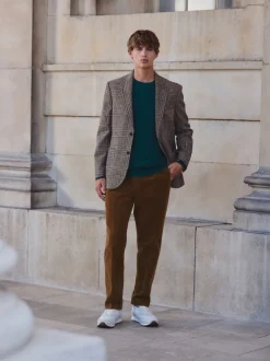 Formele Broek|Next - Straight Fit Smart Cotton Rich Cord Trousers Lichtbruin
