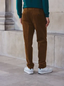 Formele Broek|Next - Straight Fit Smart Cotton Rich Cord Trousers Lichtbruin
