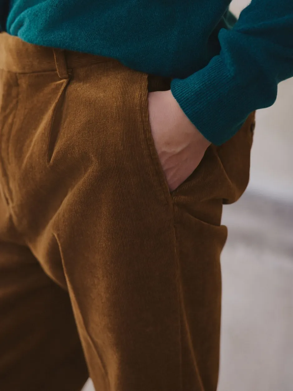 Formele Broek|Next - Straight Fit Smart Cotton Rich Cord Trousers Lichtbruin