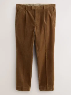 Formele Broek|Next - Straight Fit Smart Cotton Rich Cord Trousers Lichtbruin