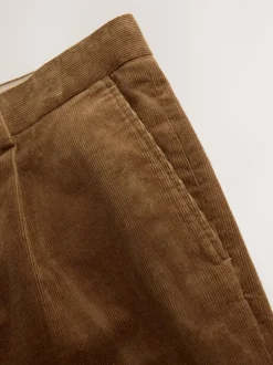 Formele Broek|Next - Straight Fit Smart Cotton Rich Cord Trousers Lichtbruin
