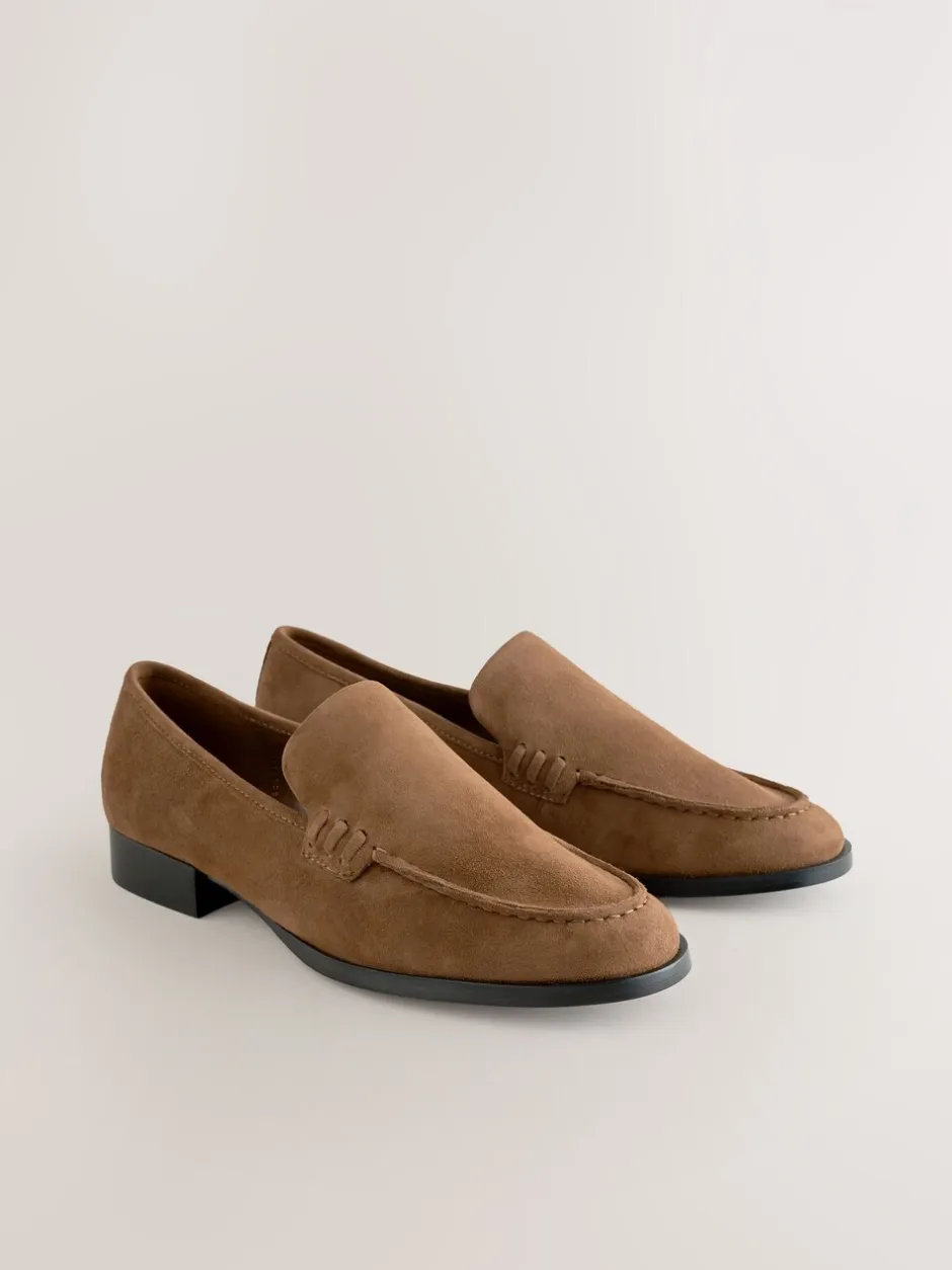 Lage Schoenen*Next - Suède ronde neus Instappers Lichtbruin