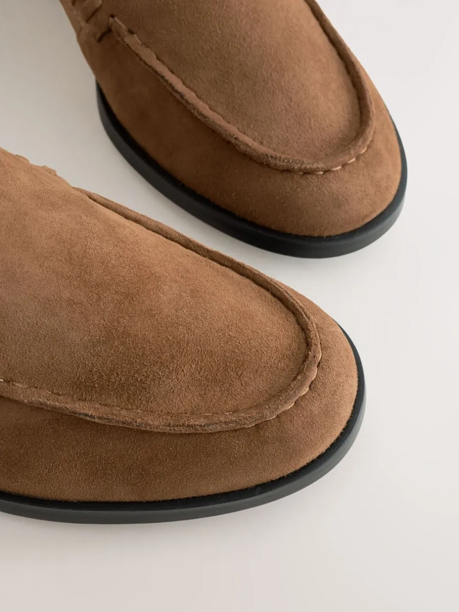 Lage Schoenen*Next - Suède ronde neus Instappers Lichtbruin