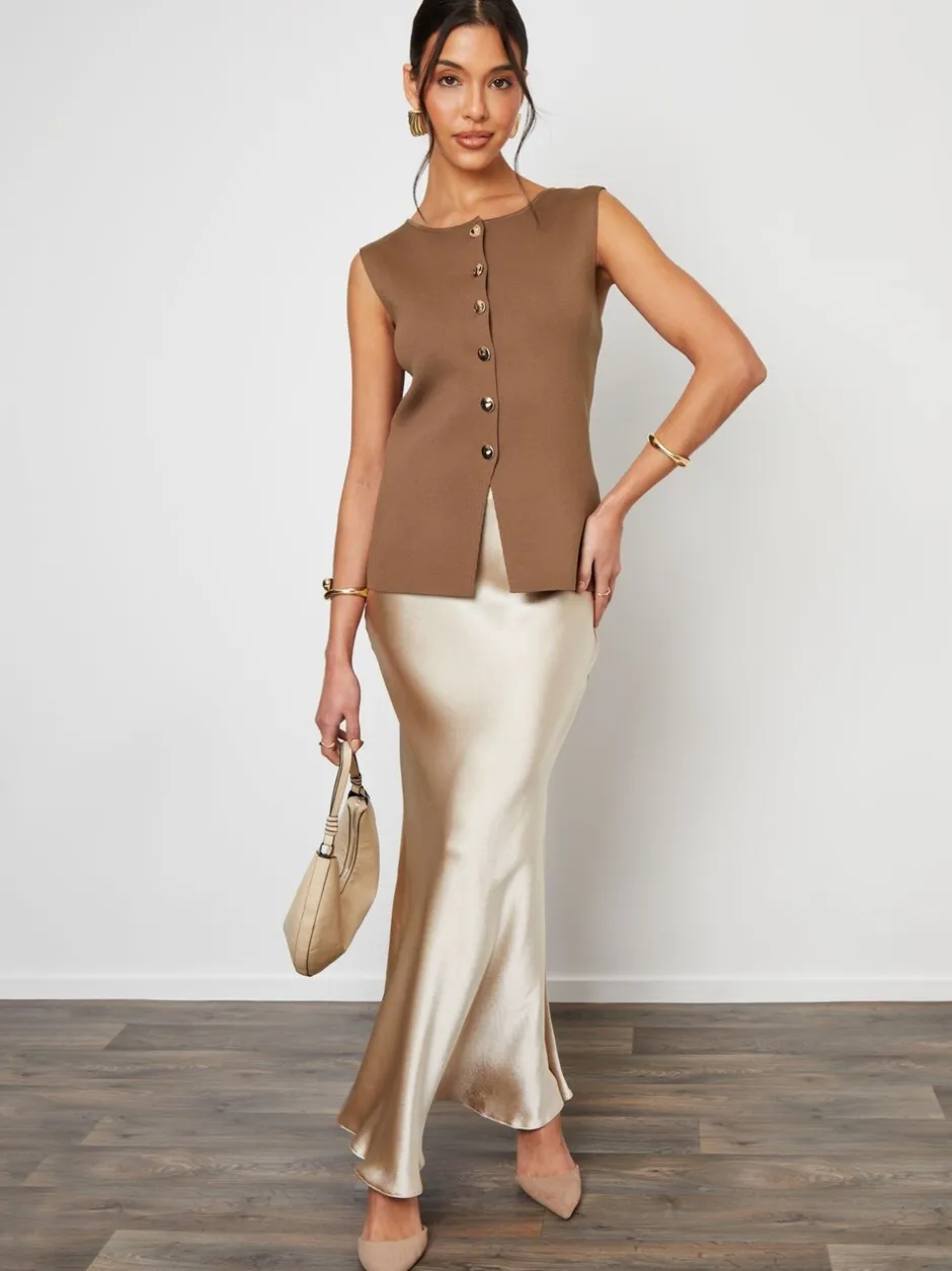Kostuums En Werkkleding|Threadbare Lichtbruin - Ribbed Knitted Waistcoat