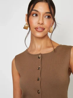 Kostuums En Werkkleding|Threadbare Lichtbruin - Ribbed Knitted Waistcoat
