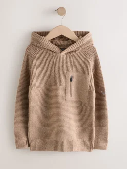 Truien En Breisels|Sweaters En Hoody´S*Next Lichtbruin - Utility gebreide hoodie (3-16jr)
