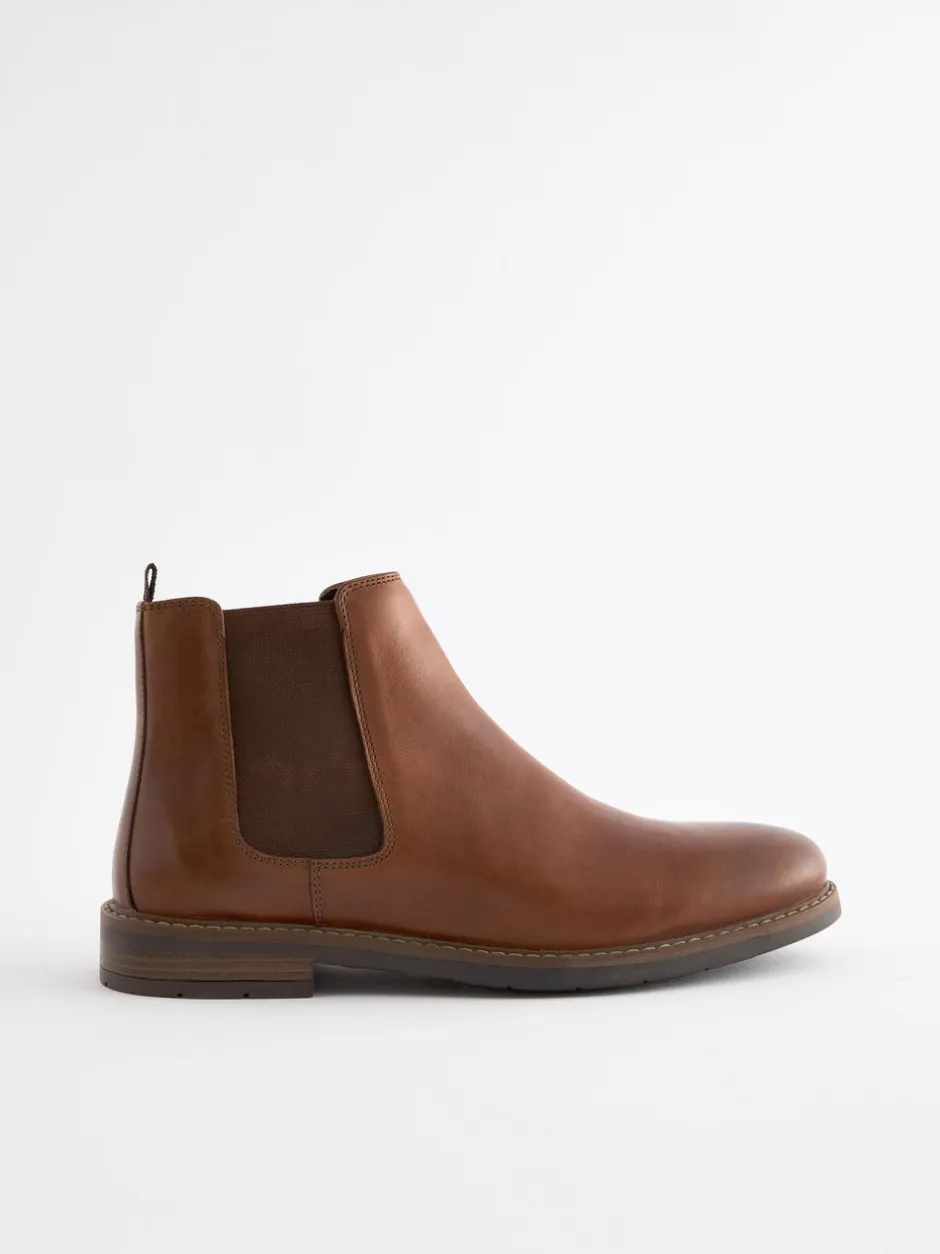 Boots|Next - Wasachtige leren Chelsea Boots Lichtbruin