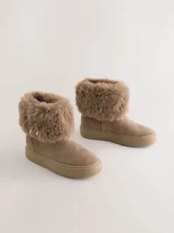 Boots|Next - Waterafstotende suède laarzen Lichtbruin