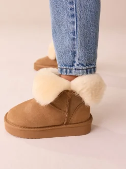 Boots*Next Lichtbruin - Waterafstotende suède Boots van echte schapenvacht