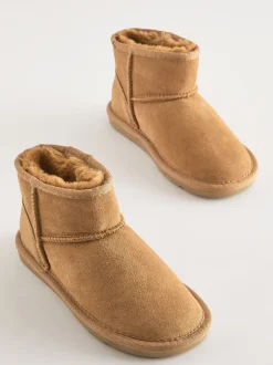 Boots|Next - Waterafstotende korte suède instaplaarzen Lichtbruin