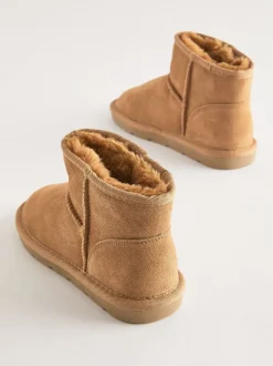 Boots|Next - Waterafstotende korte suède instaplaarzen Lichtbruin