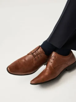 Schoenen|Formele Schoenen|Next - Wijde pasvorm - Derbyschoenen met veter Lichtbruin