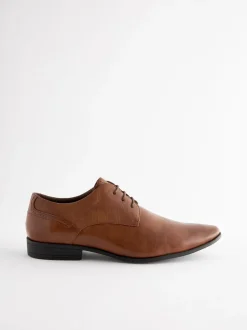 Schoenen|Formele Schoenen|Next - Wijde pasvorm - Derbyschoenen met veter Lichtbruin