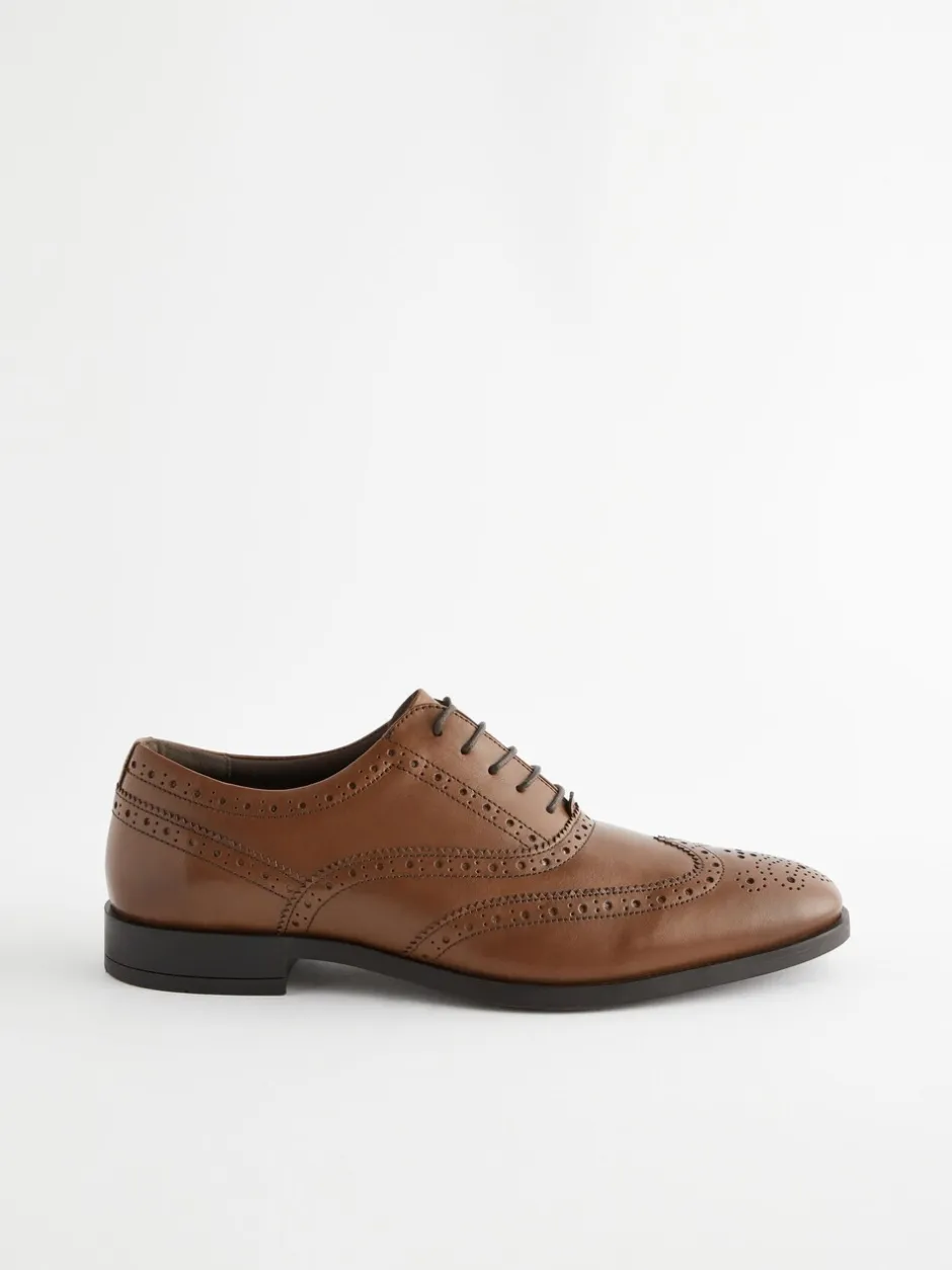 Schoenen|Formele Schoenen*Next - Wijde pasvorm - Leren Oxford brogues Lichtbruin