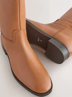 Ruimvallend En Extraruimvallend|Next - Forever Comfort® platte rijlaarzen Lichtbruin leer