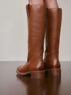 Boots*Next - Forever Comfort® kniehoge instaplaarzen Lichtbruin leer