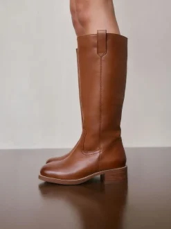Boots*Next - Forever Comfort® kniehoge instaplaarzen Lichtbruin leer