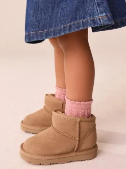 Boots|Next - Suède instaplaarzen Lichtbruin waterafstotend