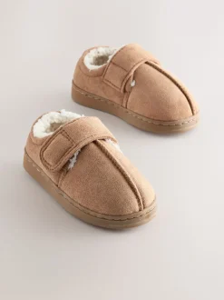 Pantoffels|Next - Warm gevoerde pantoffels met kuipzool Lichtbruin/bruin