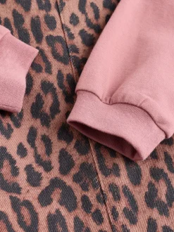 Tuinbroeken*Next - Baby Bodysuit met lange mouwen en bretelbroeken Set (0mnd-2jr) Lichtbruine luipaardprint