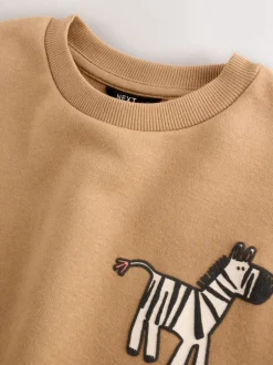 Joggingbroeken|Sweaters En Hoody´S*Next Lichtbruin/Ecru/Antracietgrijs - Set met sweatshirt en joggingbroek (3mnd -7jr)