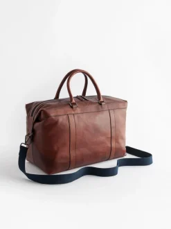 Tassen|Next Lichtbruin/marineblauw - Leather Weekend Holdall Bag